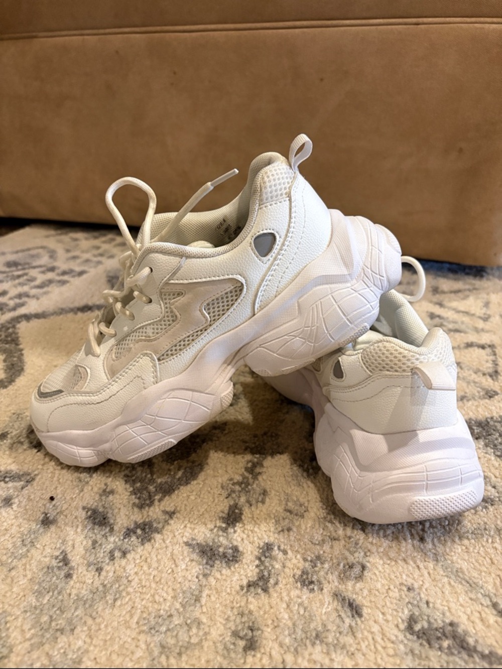 Chunky All-White Athletic Sneakers